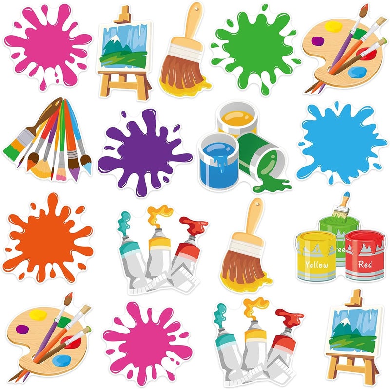 Machomby 48Pcs Art Paint Cutouts for Bulletin Board Decorations, Colorful Art Painting Party Cutouts Paint Splatter Paper Cut Outs for Home School Bulletin Board Wall Chalkboard Craft Theme Party Decor - Image 1